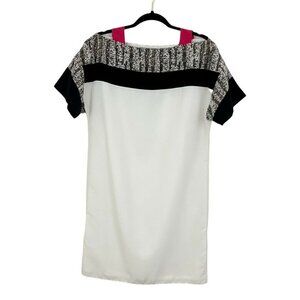 Sachin + Babi Size 2 White Snake Print Color Block Off Shoulder Shift Dress